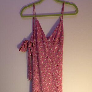 Forever 21 Pink with White Flowers Spaghetti Strap Maxi Dress